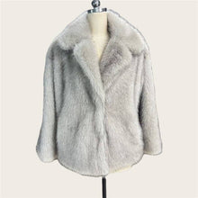 Faux Fur Collar Jacket Loose Paneled Lapel Outerwear: Brown / M