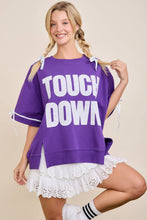 TOUCHDOWN Eyelet Appliqué Pullover Top: RED