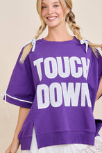 TOUCHDOWN Eyelet Appliqué Pullover Top: RED