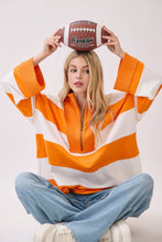 Varsity Stripe Zip Pullover: ROYAL/WHITE