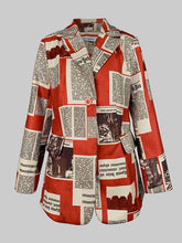 Red Newspaper Print Blazer
