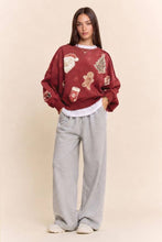 Vintage Holiday Graphic Washed Sweatshirt: Red