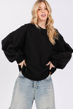 HEART PATCH WASHED SWEATSHIRT: BLACK