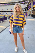 Gameday Stripe Knit Oversized Top: RED/WHITE