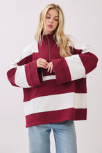 Varsity Stripe Zip Pullover: ROYAL/WHITE
