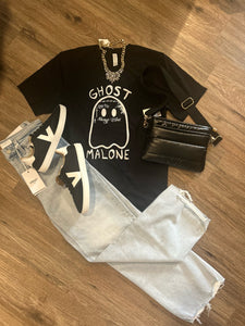 Ghost Malone Tattoos Music Halloween Graphic Tee Shirt
