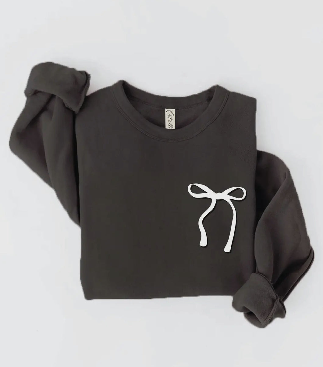 Bow Graphic Sweatshirt- Black