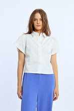 White Woven Ruffle Top