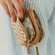 Woven Cameron Double Zip Card Wallet: Woven Brown
