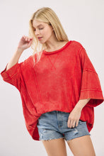 Mineral Washed Boxy Oversized Top: Red
