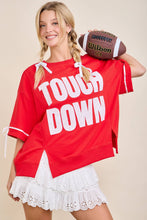 TOUCHDOWN Eyelet Appliqué Pullover Top: RED