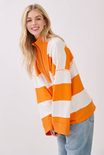 Varsity Stripe Zip Pullover: ROYAL/WHITE