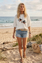Bird Graphic Lightweight Sweater Top: CREAM COMBO