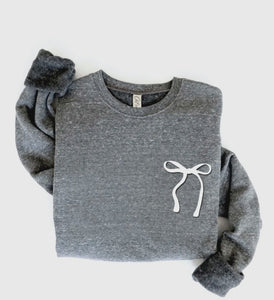 Bow Graphic Sweatshirt- Dark Grey