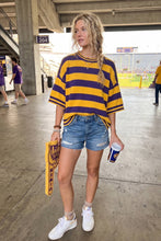 Gameday Stripe Knit Oversized Top: RED/WHITE
