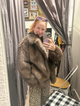 Faux Fur Collar Jacket Loose Paneled Lapel Outerwear: Brown / M