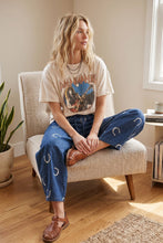 Horseshoe Print Denim Barrel Pants: Dark Denim