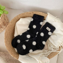Cute Polka Dots Warm Plush Crew Socks- Black
