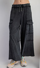 Black Mineral Washed Wide Leg Pant