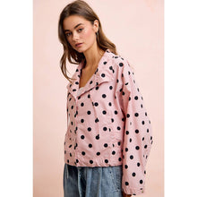 POLKA DOT PRINTED HOODED WINDBREAKER JACKET TOP: DUSTY PINK