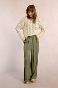 Khaki Wide Woven Pants