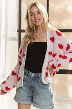 ADORA Fuzzy Heart Button Down Cardigan