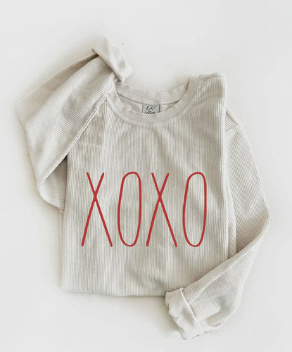 XOXO Thermal Vintage Pullover- Dusty Vanilla