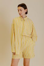 Yellow Poplin Striped Shirt