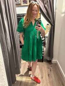 Kelly Green Eyelet Dress