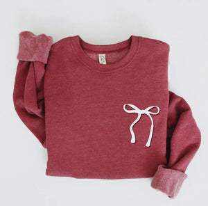 Bow Graphic Sweatshirt- Maroon