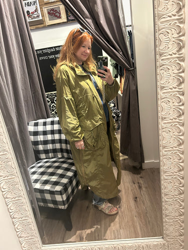Olive Parachute Cargo Maxi Jacket