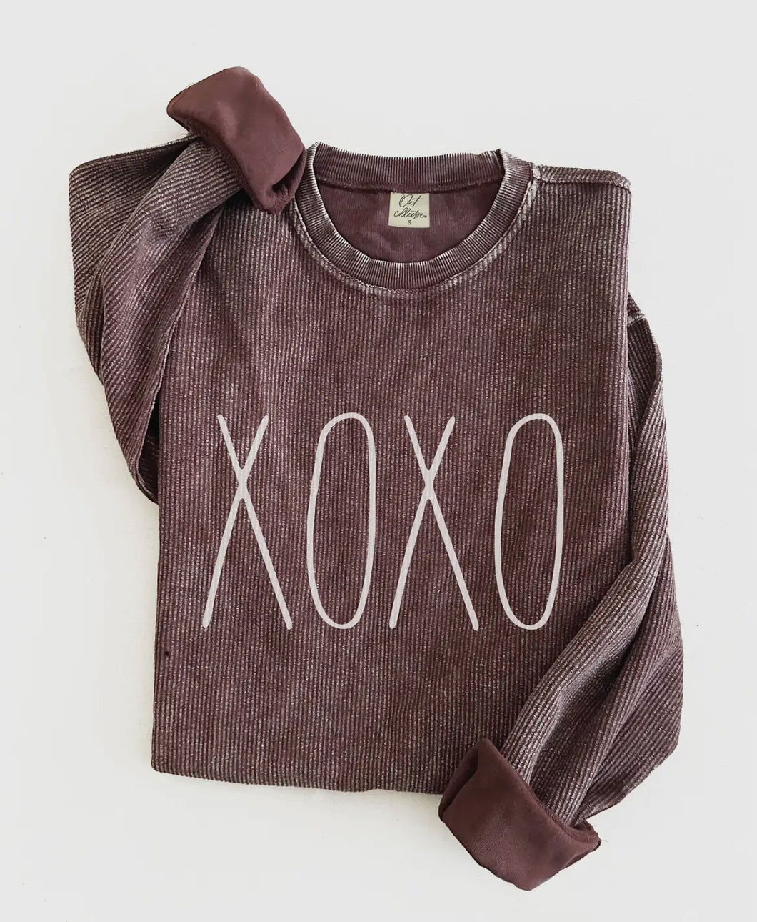 Xoxo Thermal Vintage Pullover- Plum