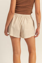 Taupe & White Drawstring Shorts