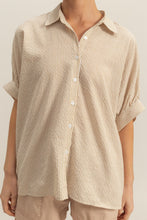 Taupe & White Drop Sleeve Button Down