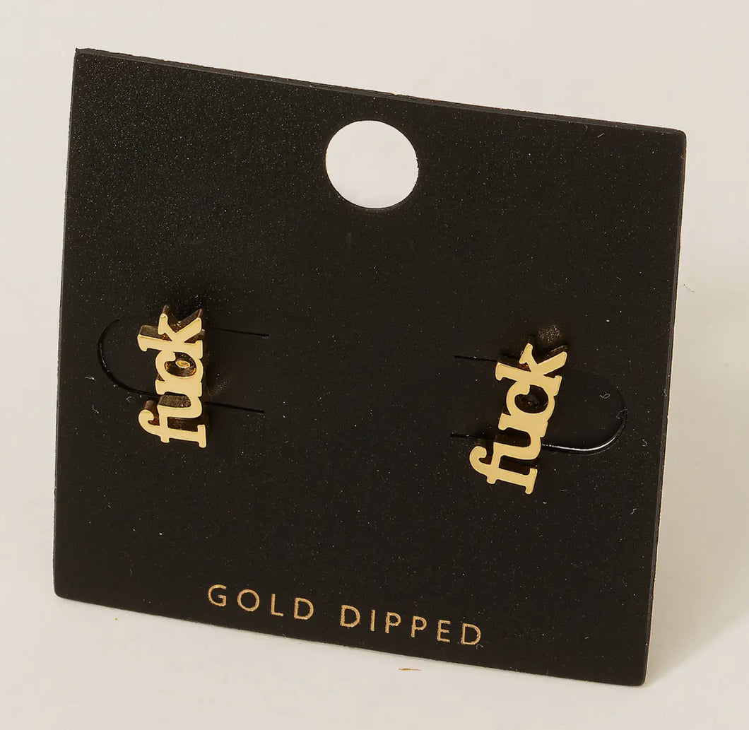 Mini Fuck Stud Earrings- Gold