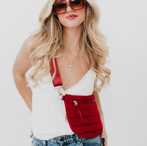 Jolie Puffer Bum Bag- Crimson Red