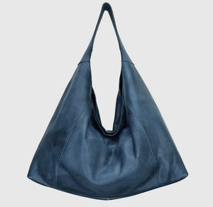 Lindsey Handcrafted Leather Tote- Denim