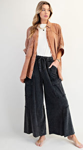 Wide Leg Easel Pants- Black