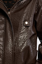 Oversized Faux Leather Jacket- Chocolate