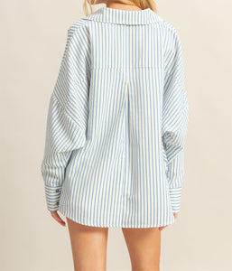 Blue Textured Stripe Top