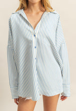 Blue Textured Stripe Top