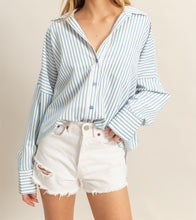 Blue Textured Stripe Top