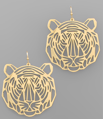 Tiger Face Filigree Earrings