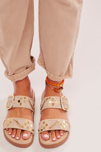 Free People Revelry Studded Sandal- Plaster