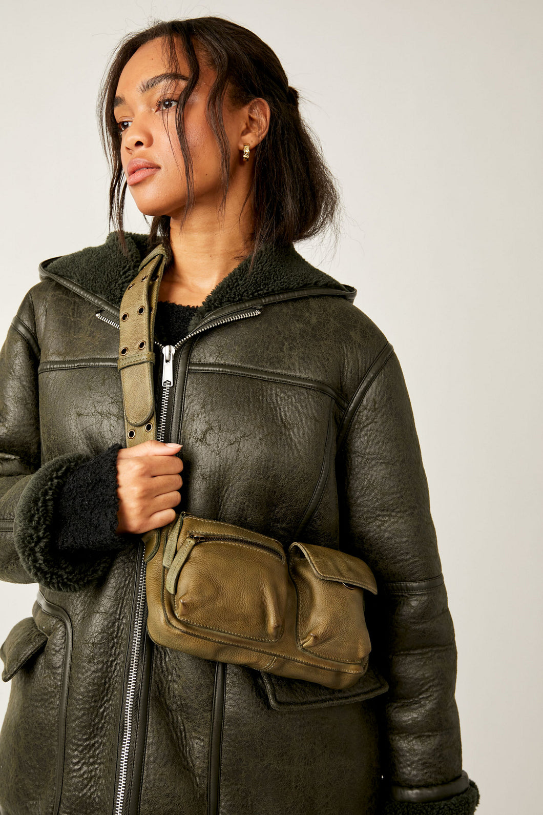 Free People Wade Leather Sling- OLIVE