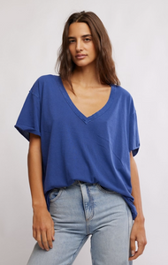 We The Free Nina V-Neck Tee- Indigo Pura