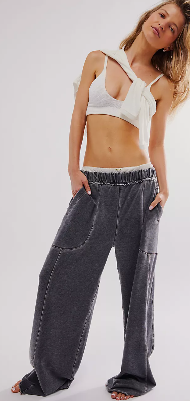 Free People Don't Wait Up Lounge Pants- Black