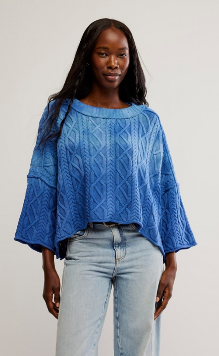 Free People Washed Ashore Sweater- Blue