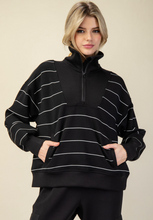 MODAL SCUBA STRIPE QUARTER ZIP MOCK NECK TOP