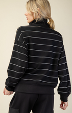 MODAL SCUBA STRIPE QUARTER ZIP MOCK NECK TOP